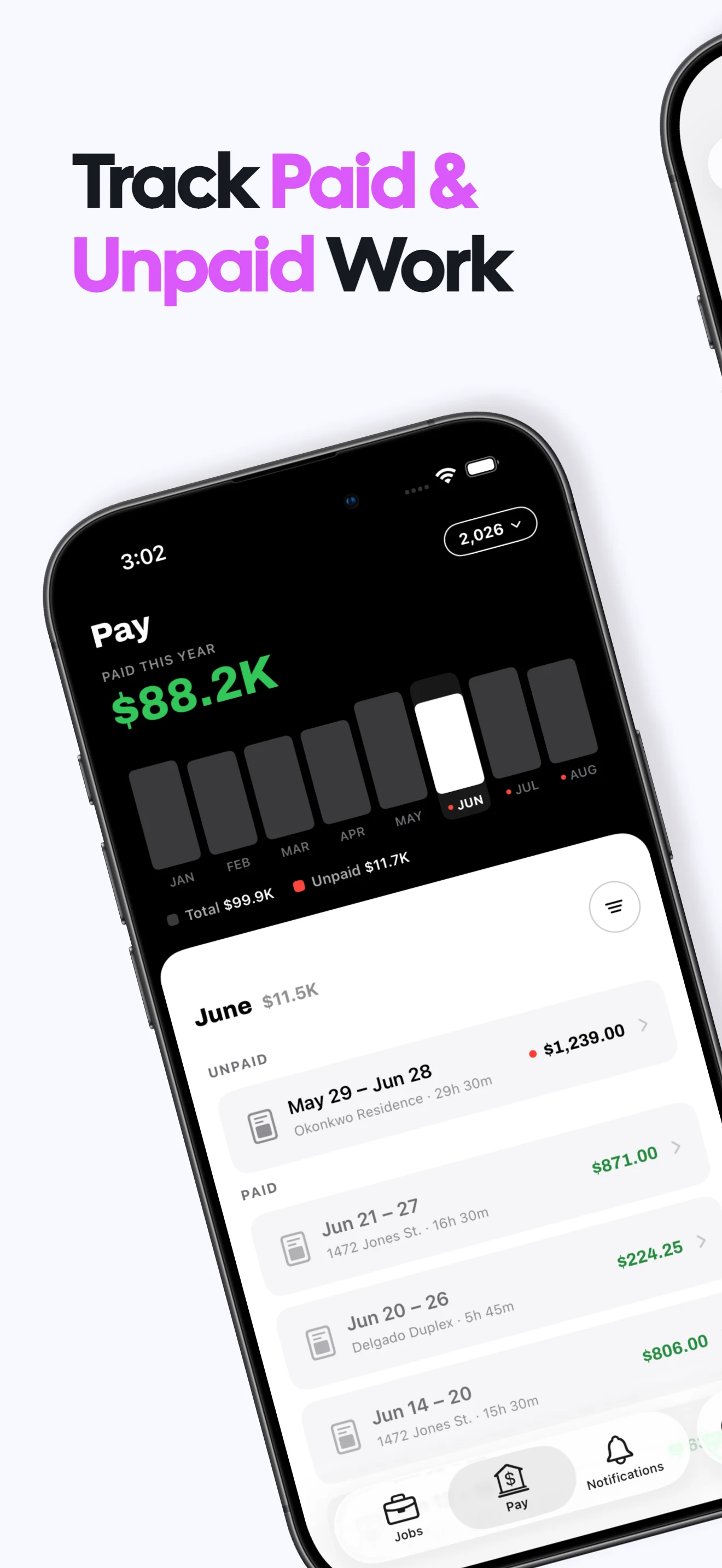 Running shift showing today's work-hour total