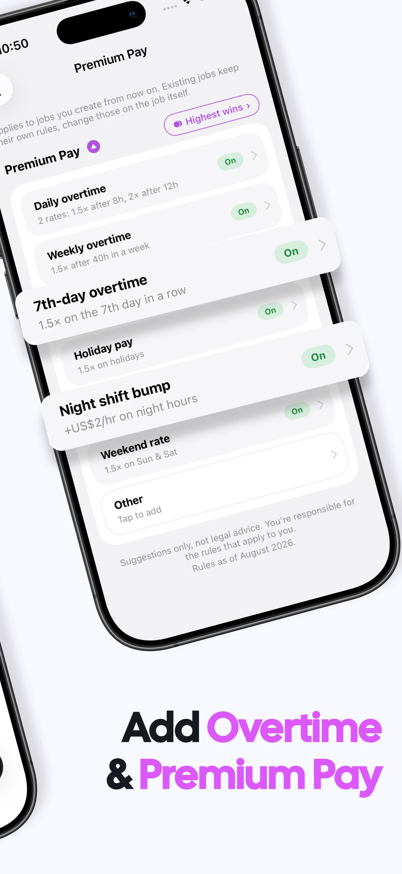 Break timer inside an active work shift