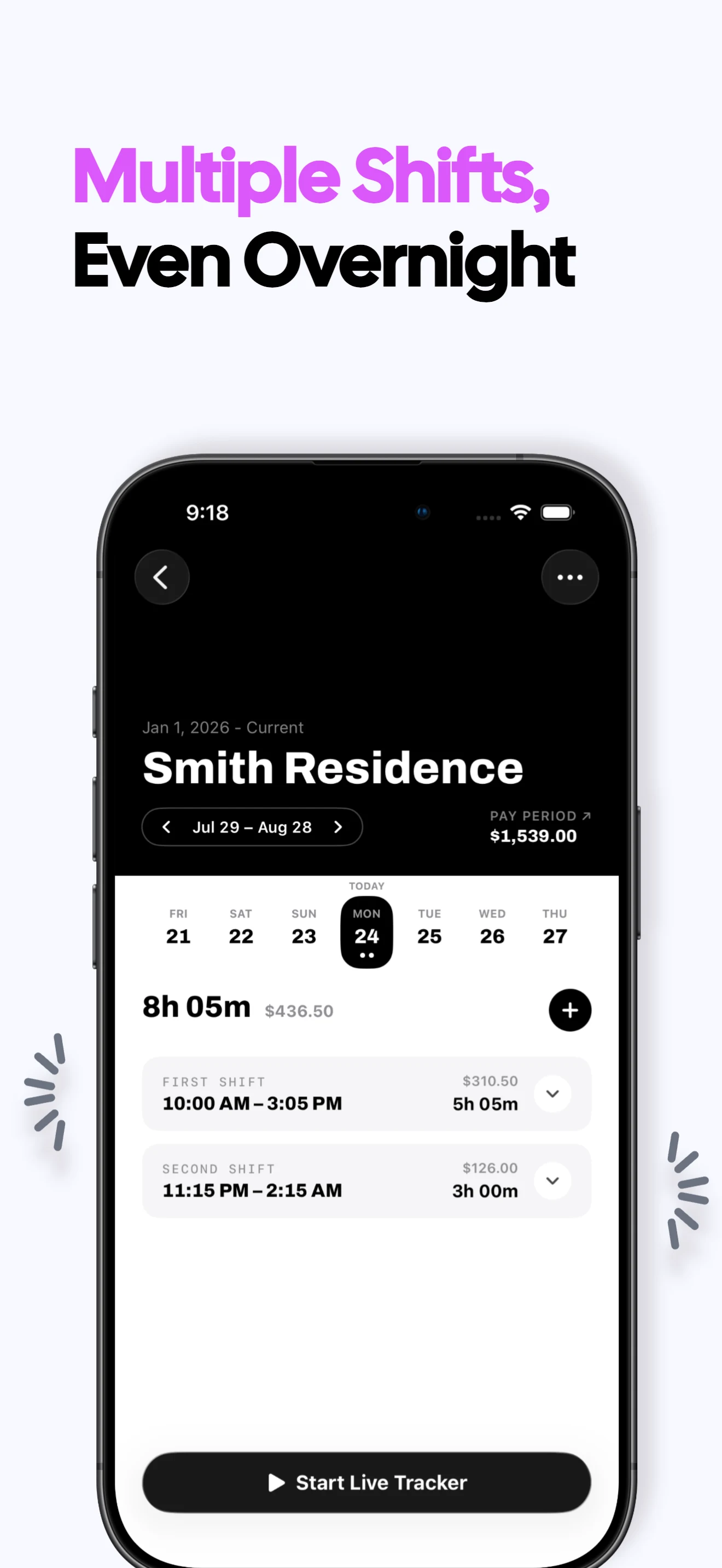 Separate time clocks and records for multiple jobs
